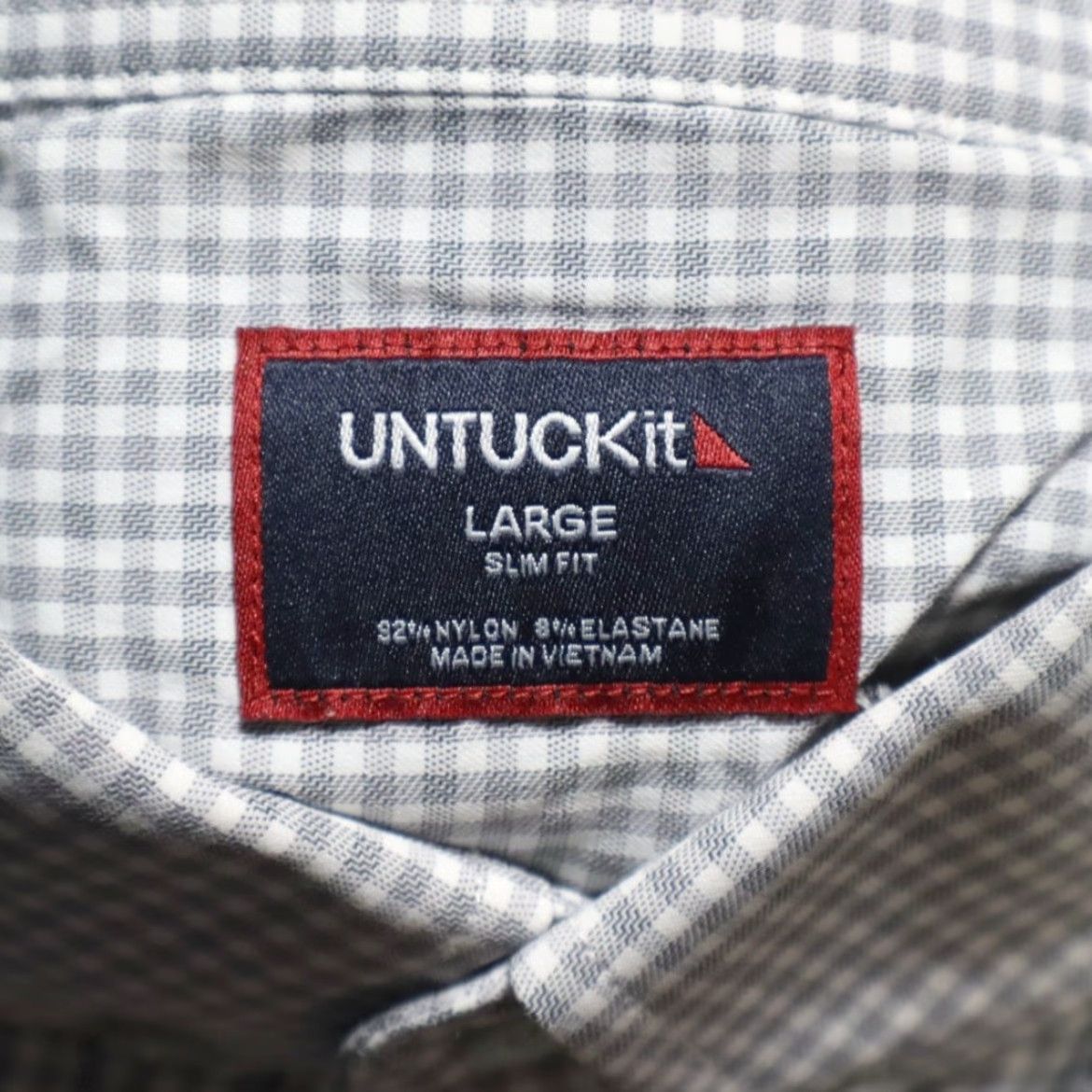 UNTUCKit Untuckit Maury Slim Fit Stretch Nylon Check Long Sleeve Button Up Shirt White Men's L Size US L / EU 52-54 / 3 - 5 Thumbnail