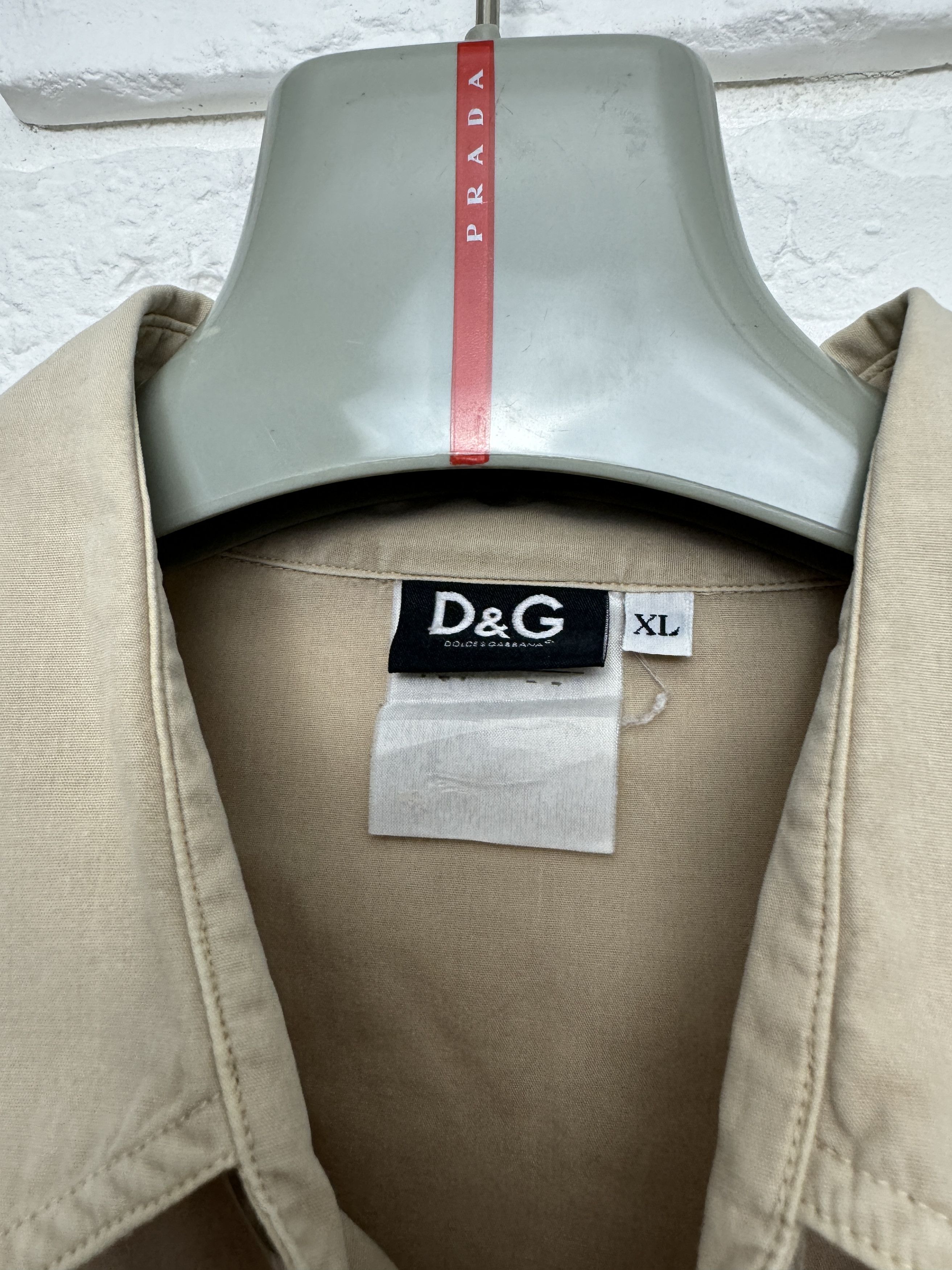 Dolce & Gabbana Men's D&G Dolce&Gabbana Big Logo Shirt Button Front Beige Size US M / EU 48-50 / 2 - 3 Thumbnail