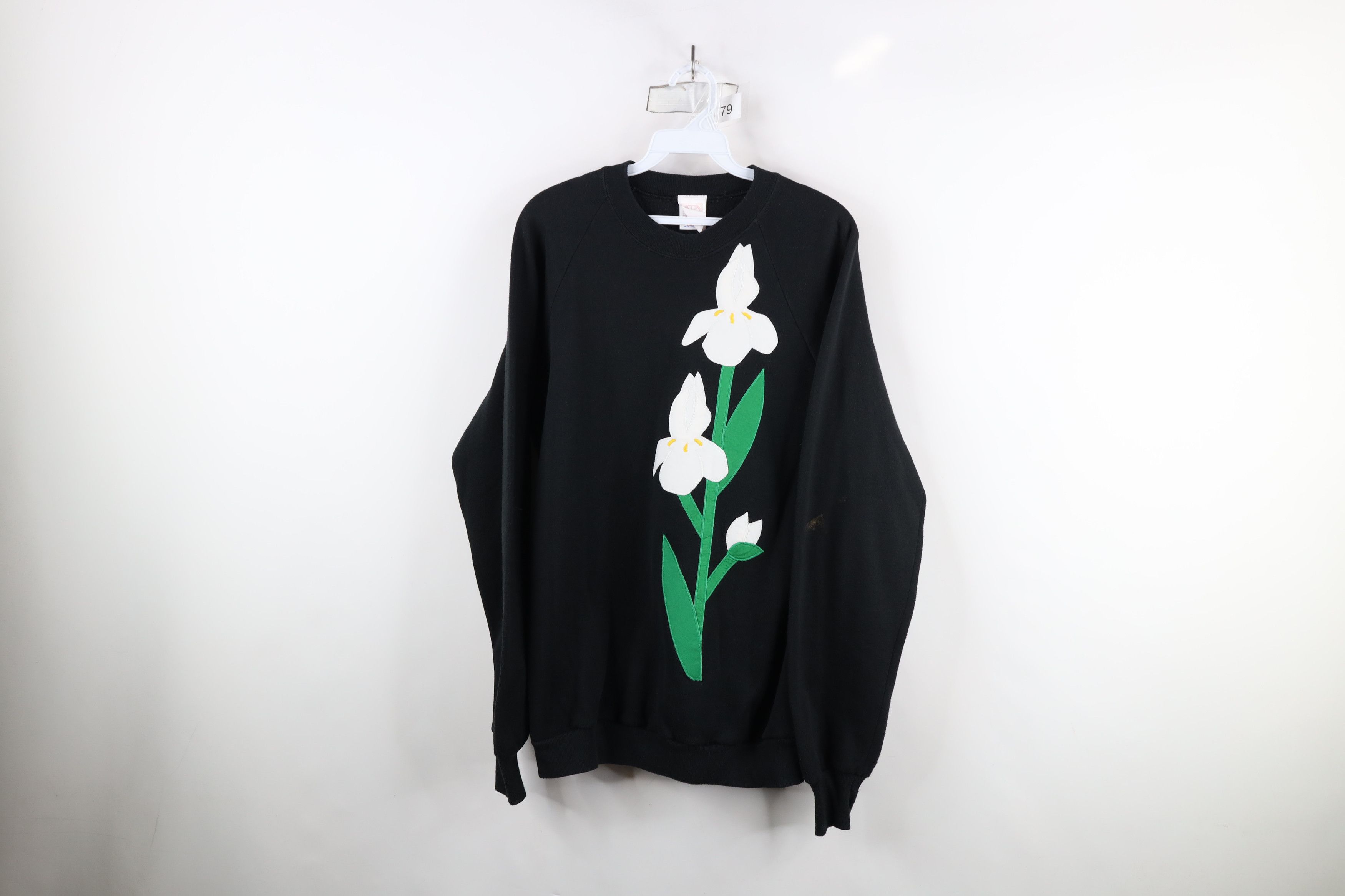 Vintage Vintage 90s Streetwear Flower Floral Crewneck Sweatshirt USA Size L / US 10 / IT 46 - 1 Thumbnail