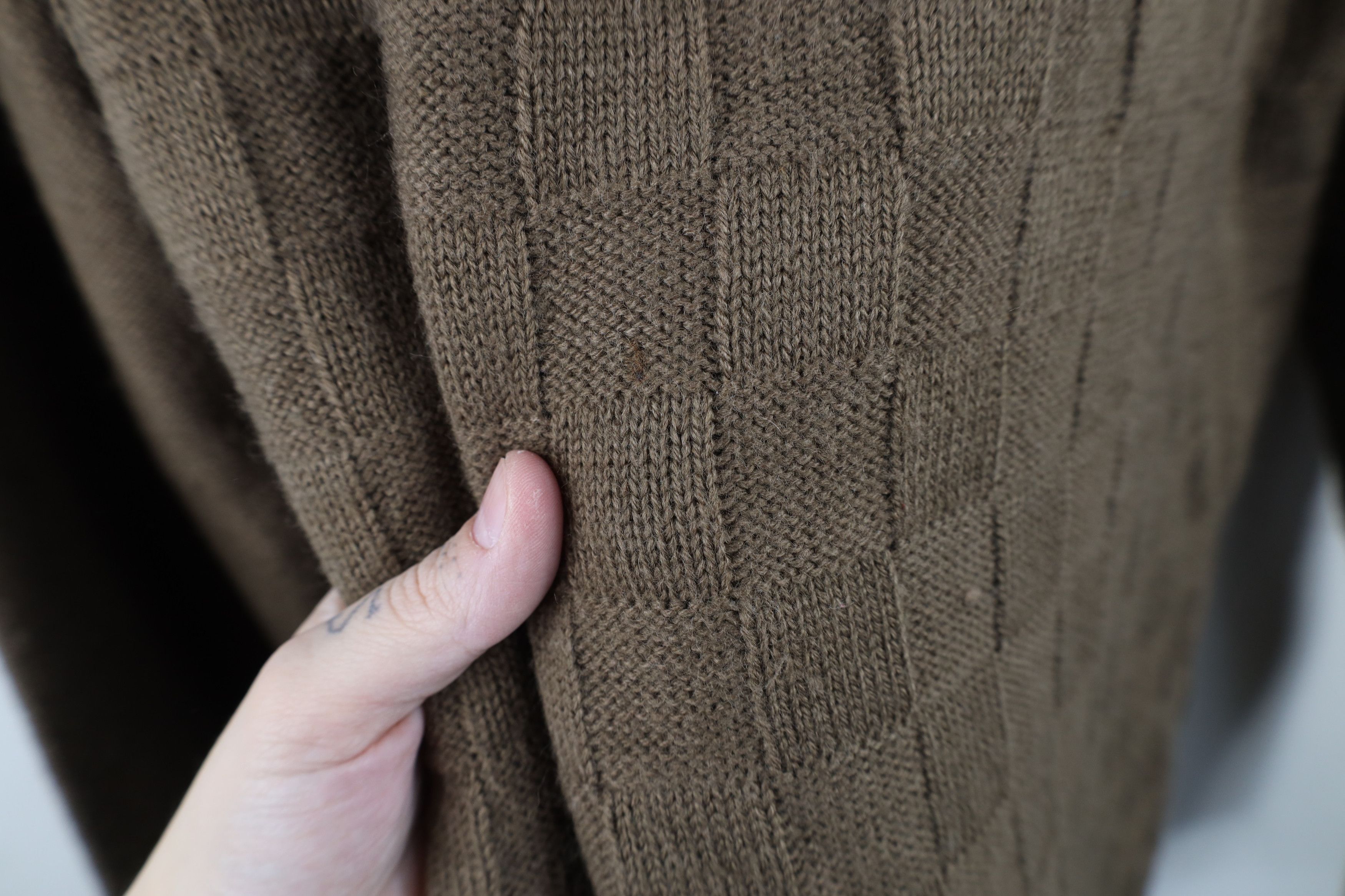 Vintage Vintage 90s Streetwear Checkered Knit Crewneck Sweater Brown Size US XL / EU 56 / 4 - 4 Thumbnail