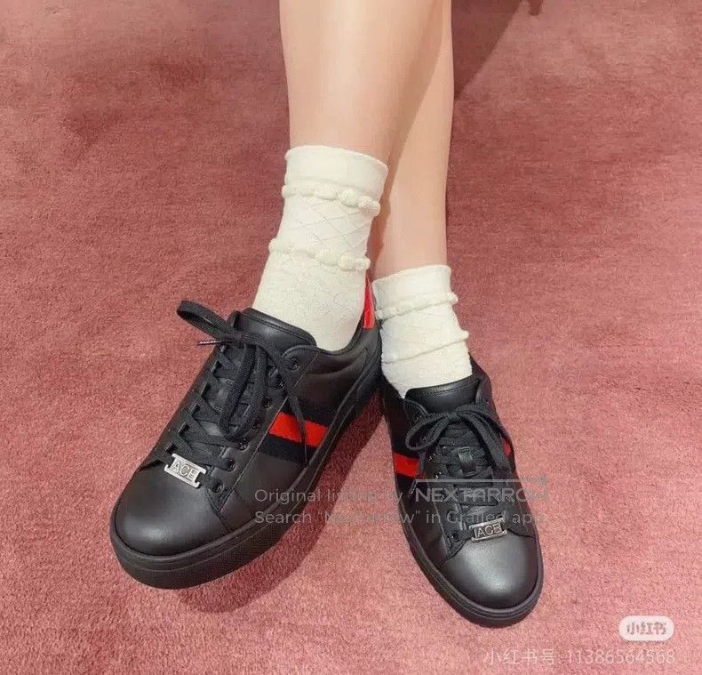 Gucci Guicci Thick Sole Black Red Casual Shoes Size US 4.5 / IT 34.5 - 2 Thumbnail
