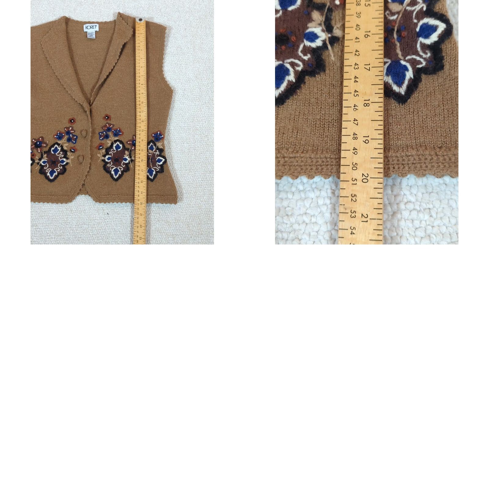 Vintage VINTAGE Koret Embroidered Sweater Vest Womens Lambswool Blend Floral V-Neck Sleeveless Button Knit Brown - Grandma Fairygrunge Style Size M / US 6-8 / IT 42-44 - 9 Thumbnail