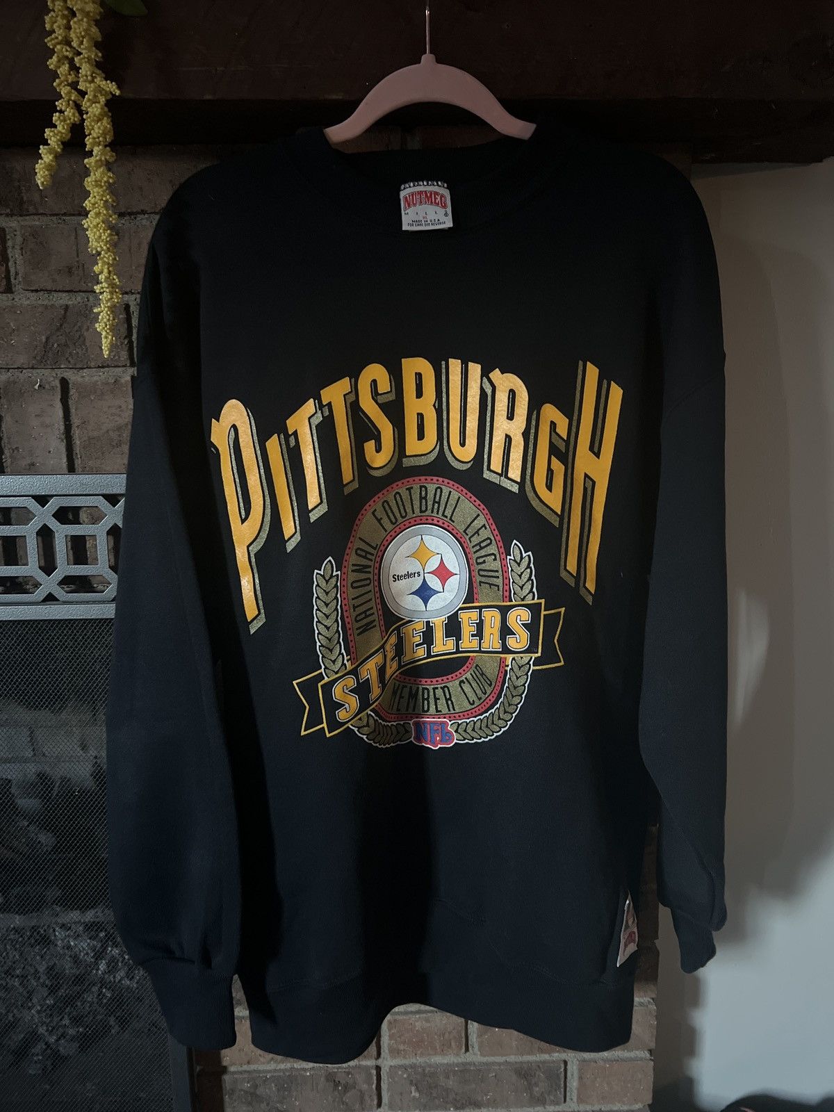 VINTAGE 90s Pittsburg Steelers Sweatshirt Want A Piece Of This NFL Nutmeg  Sz XL