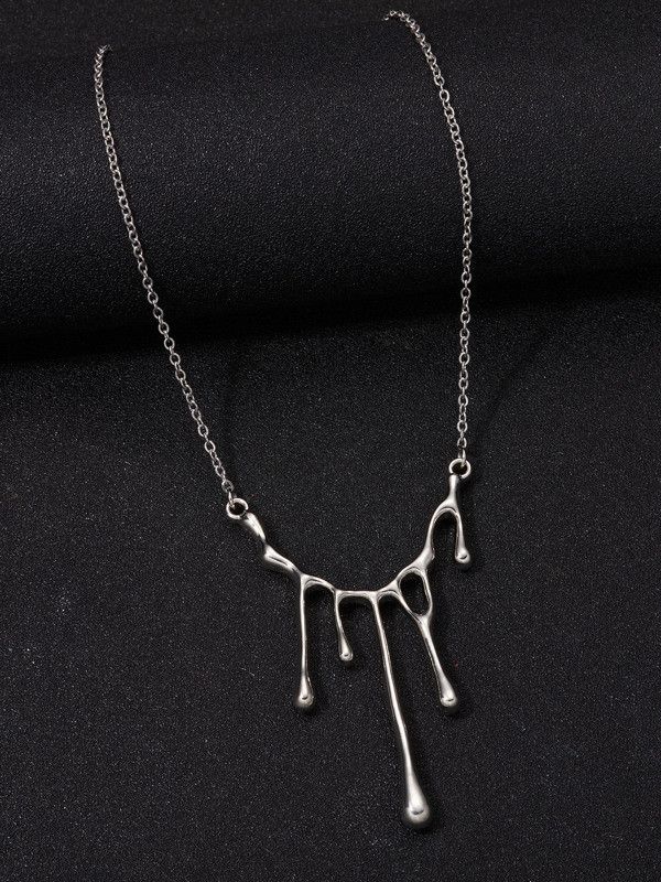 Jewelry x Vintage Melted Silver Y2K Necklace, Men's