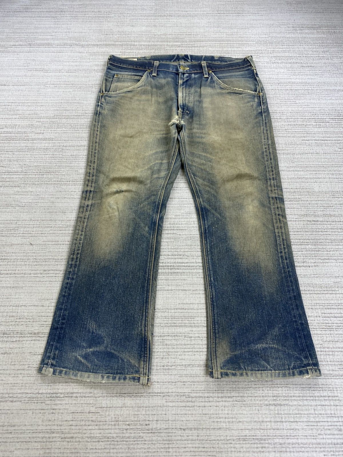 Lee × Vintage Vintage 90s Lee Japan Mud Wash Bootcut Distressed Denim Pant Size US 37 - 1 Thumbnail