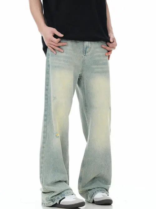 VIBE American men's washed distressed street vintage loose jeans Size US 32 / EU 48 - 1 Thumbnail