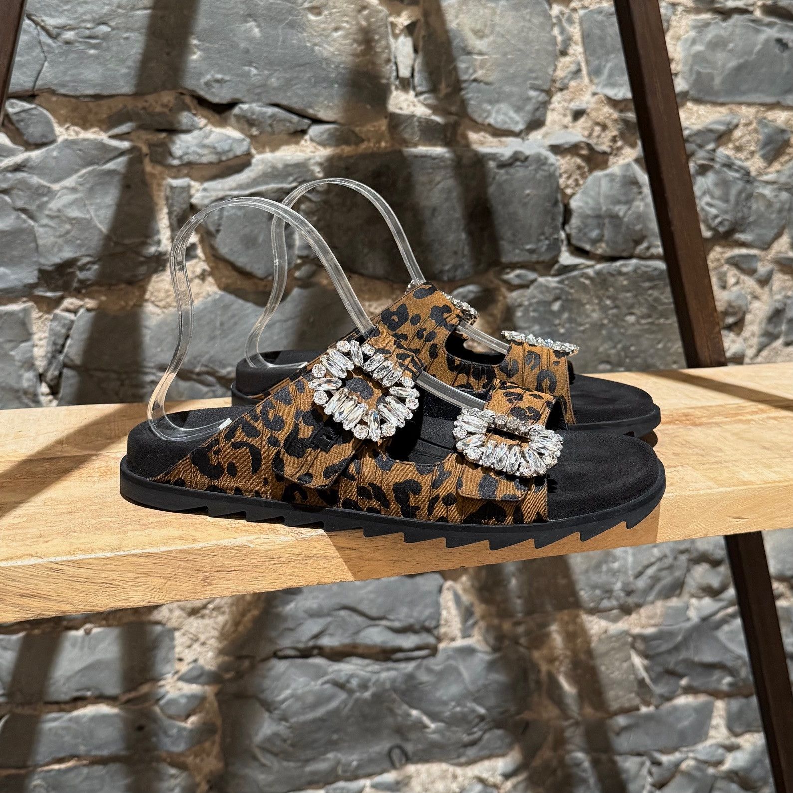 Roger Vivier Roger Vivier Slidy Viv Crystal Buckle Leopard Sandals Size US 9 / IT 39 - 1 Thumbnail