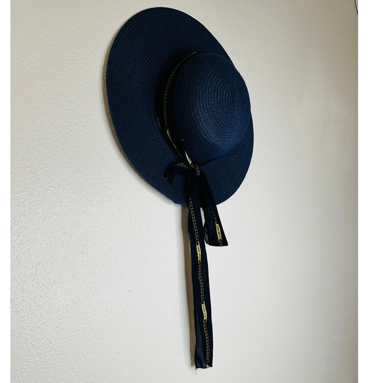 Other PG Accessories Navy Blue Paper Straw Summer Hat Tie Sash Size ONE SIZE - 3 Thumbnail