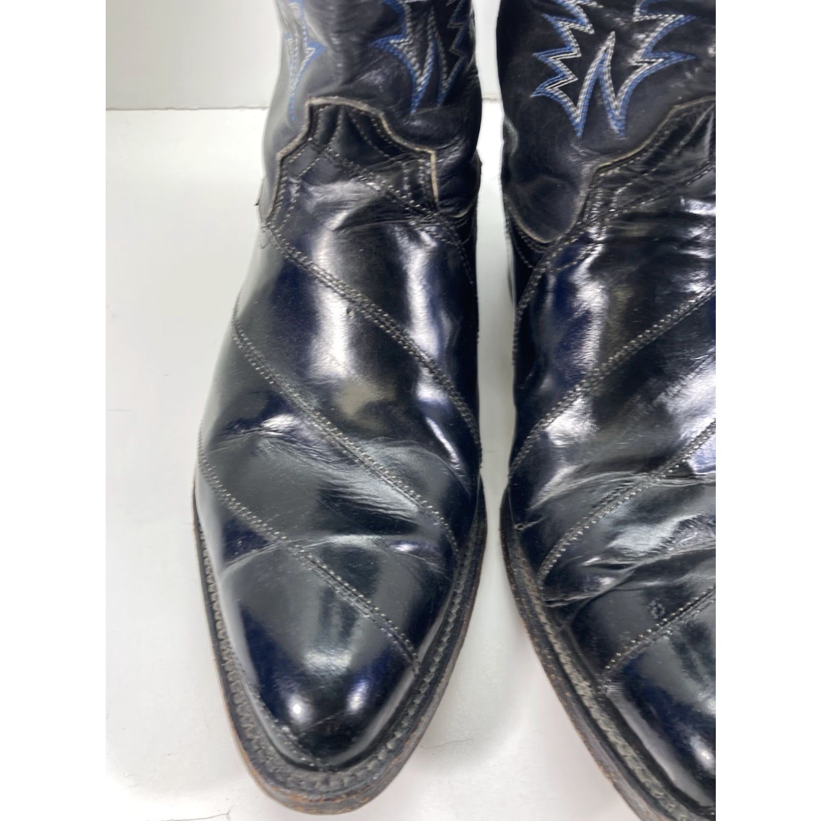 Vintage VINTAGE JAR Boots Western Cowboy Boot Mens Size 8 Black Leather Exotic Eel Skin Pull On Leather Upper Mexico D Western Rodeo Boots Mens Size US 8 / EU 41 - 3 Thumbnail