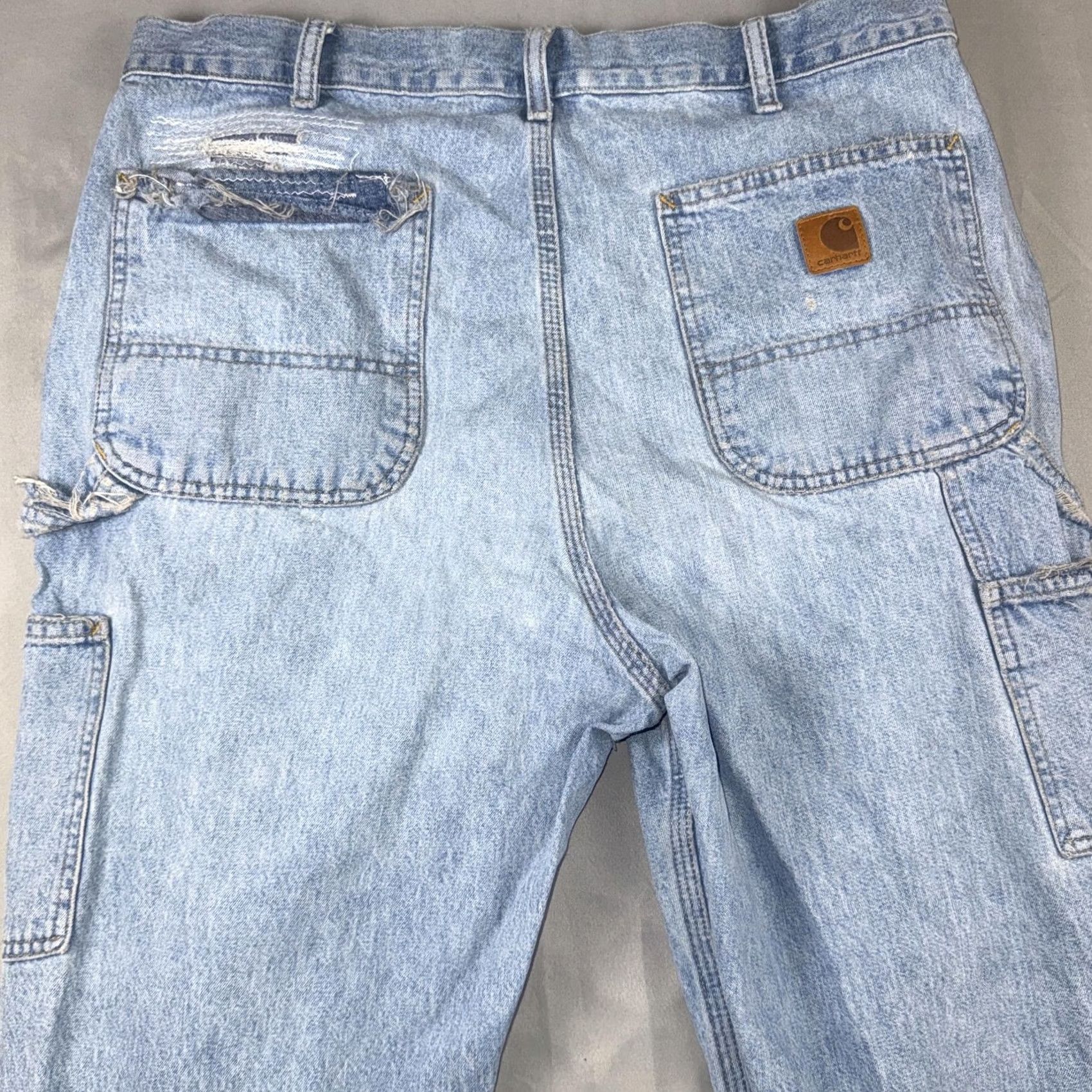 Carhartt Carhartt Mens Jeans 36x34 Relaxed Fit Carpenter Workwear Blue Denim Distressed Size US 36 / EU 52 - 5 Thumbnail
