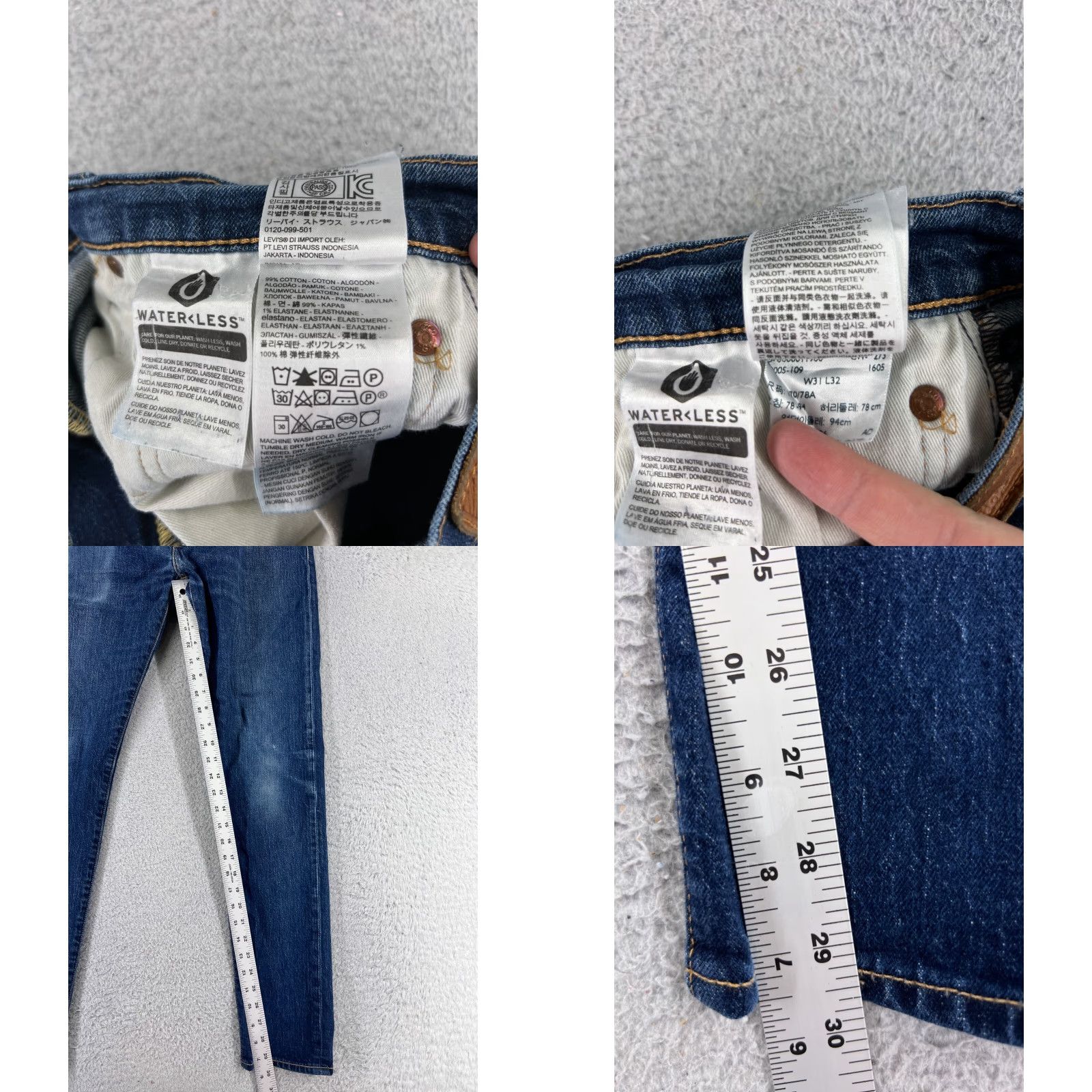 Levi's VINTAGE Levis Jeans Adult 31 Blue Denim 512 Premium Slim Tapered 30x29.5 Mens Regular Jeans Size US 31 - 8 Thumbnail