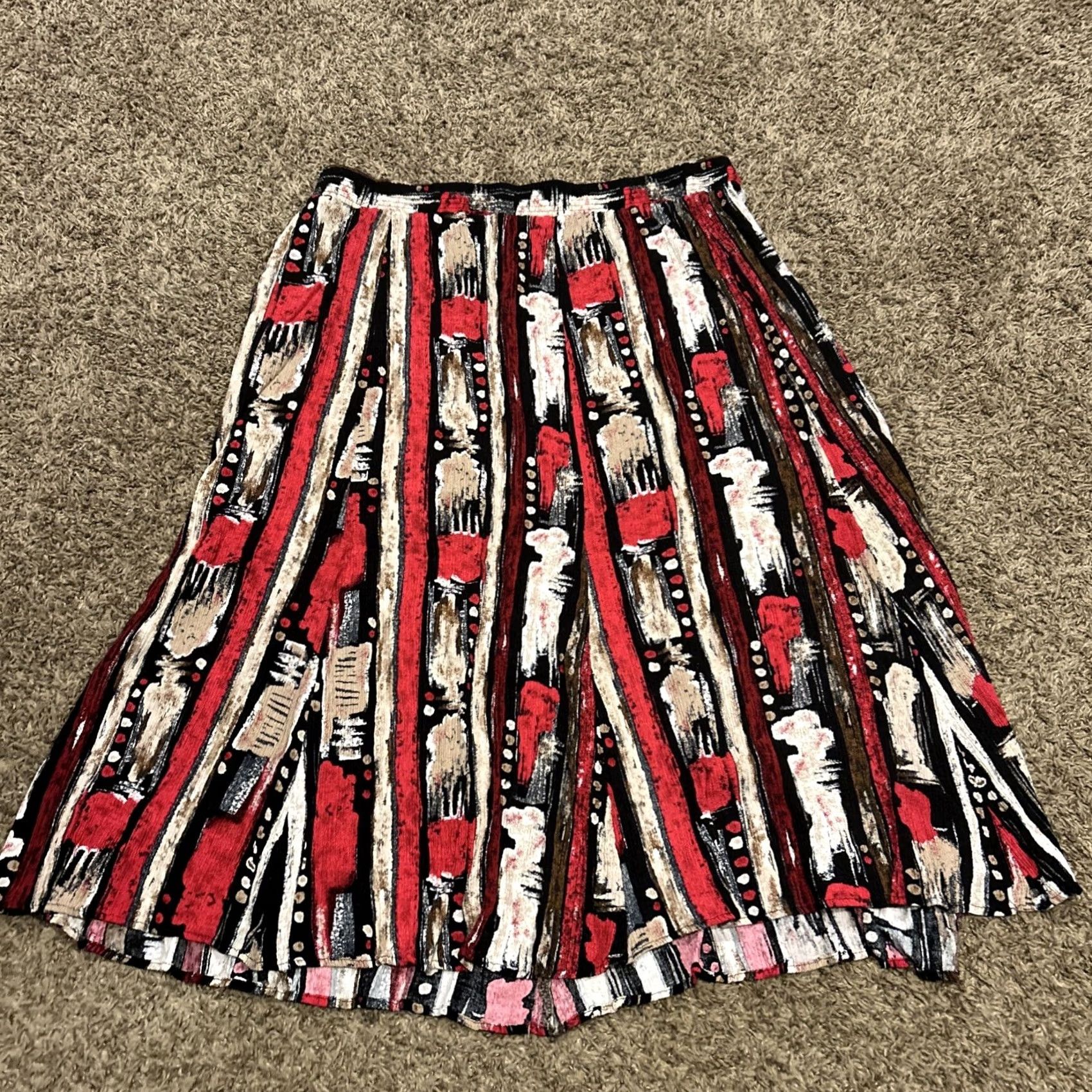 Vintage Jessica Scott Womens Size 26W Rayon Skirt Red B15 Size 26" / US 2 / IT 38 - 3 Thumbnail
