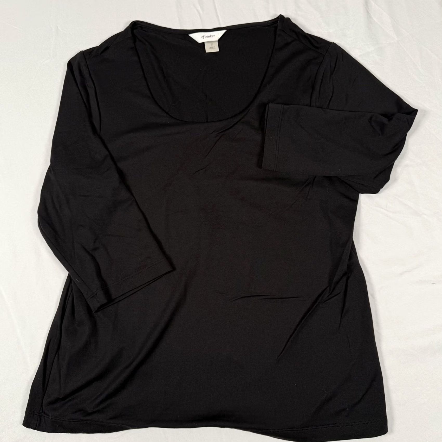 Vintage VINTAGE CJ Banks Shirt Womens Black Scoop Neck 3/4 Sleeve Top Plus Stretch Made in USA XL Womens Shirts Black Scoop Neck 3/4 Sleeve CJ Banks Size XL / US 12-14 / IT 48-50 - 4 Thumbnail