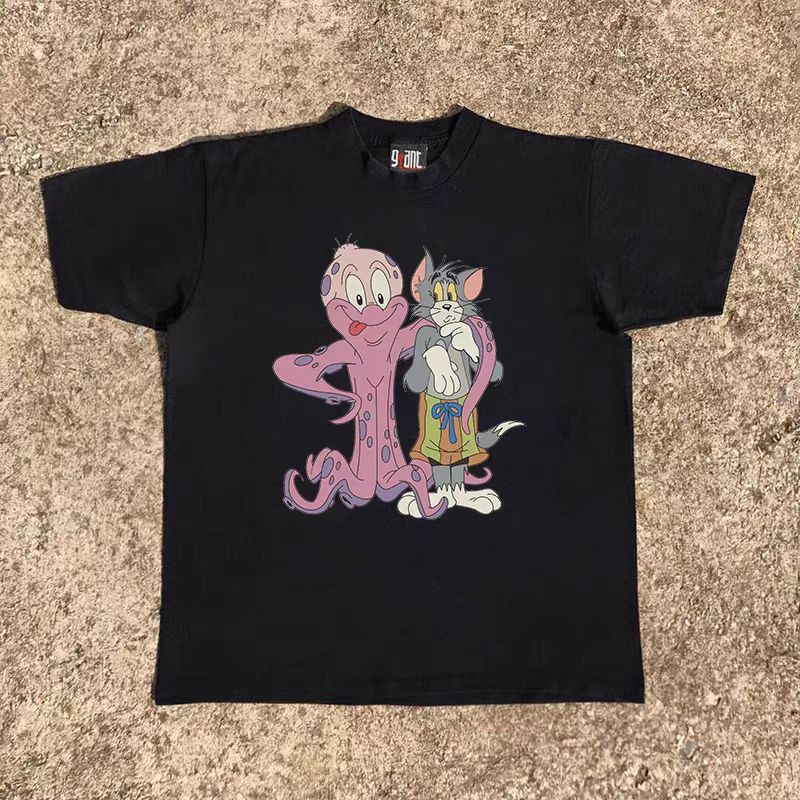 Japanese Brand × Vintage Black casual retro cartoon Tom cat print t-shirt Size US L / EU 52-54 / 3 - 1 Thumbnail