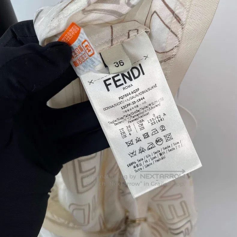 Fendi Fendi Asymmetrical Long Skirt with Letter Print Size 24" / US 00 / IT 34 - 5 Thumbnail