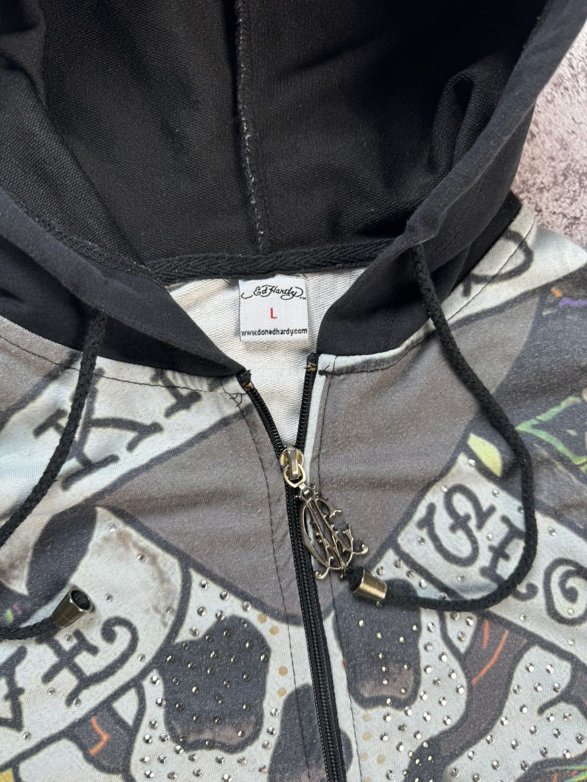 Christian Audigier × Ed Hardy × Vintage Ed Hardy by Christian Audigier Hoodie Vintage Y2K Size L / US 10 / IT 46 - 4 Thumbnail