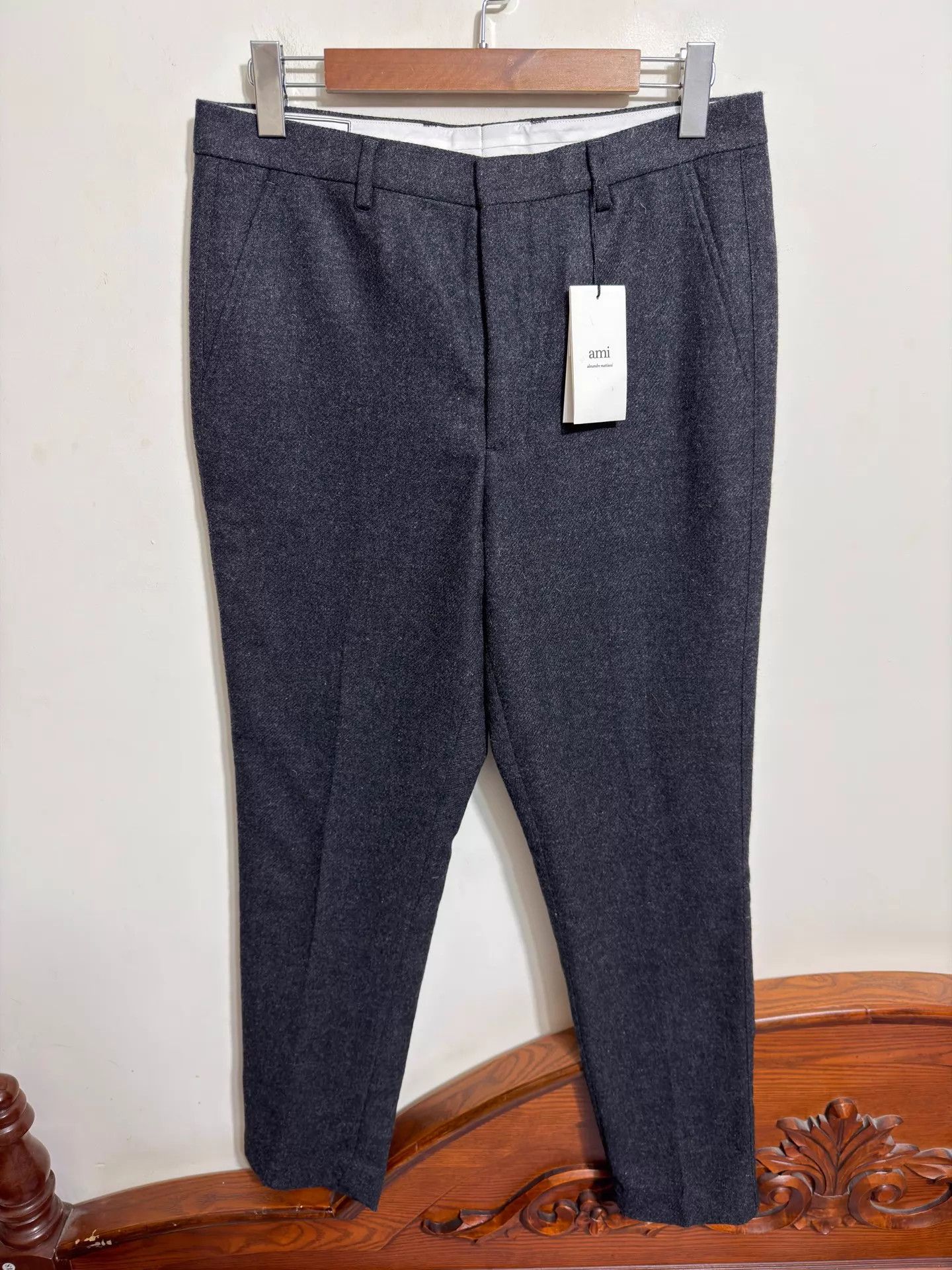Amiri Ami thick wool slim fit trousers charcoal gray 40 Size US 40 / EU 56 - 1 Thumbnail