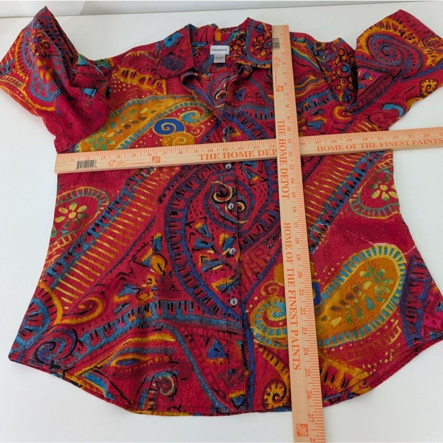 Designer Chicos 2 Abstract Artsy Shirt Womens Size Medium Red Size M / US 6-8 / IT 42-44 - 7 Thumbnail