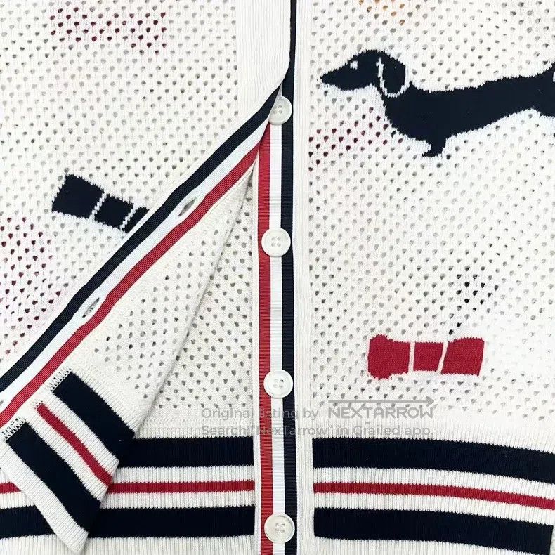 Thom Browne Thom Browne Beige Openwork Dog Pattern Cardigan Jacket Size US XXS / EU 40 - 4 Thumbnail