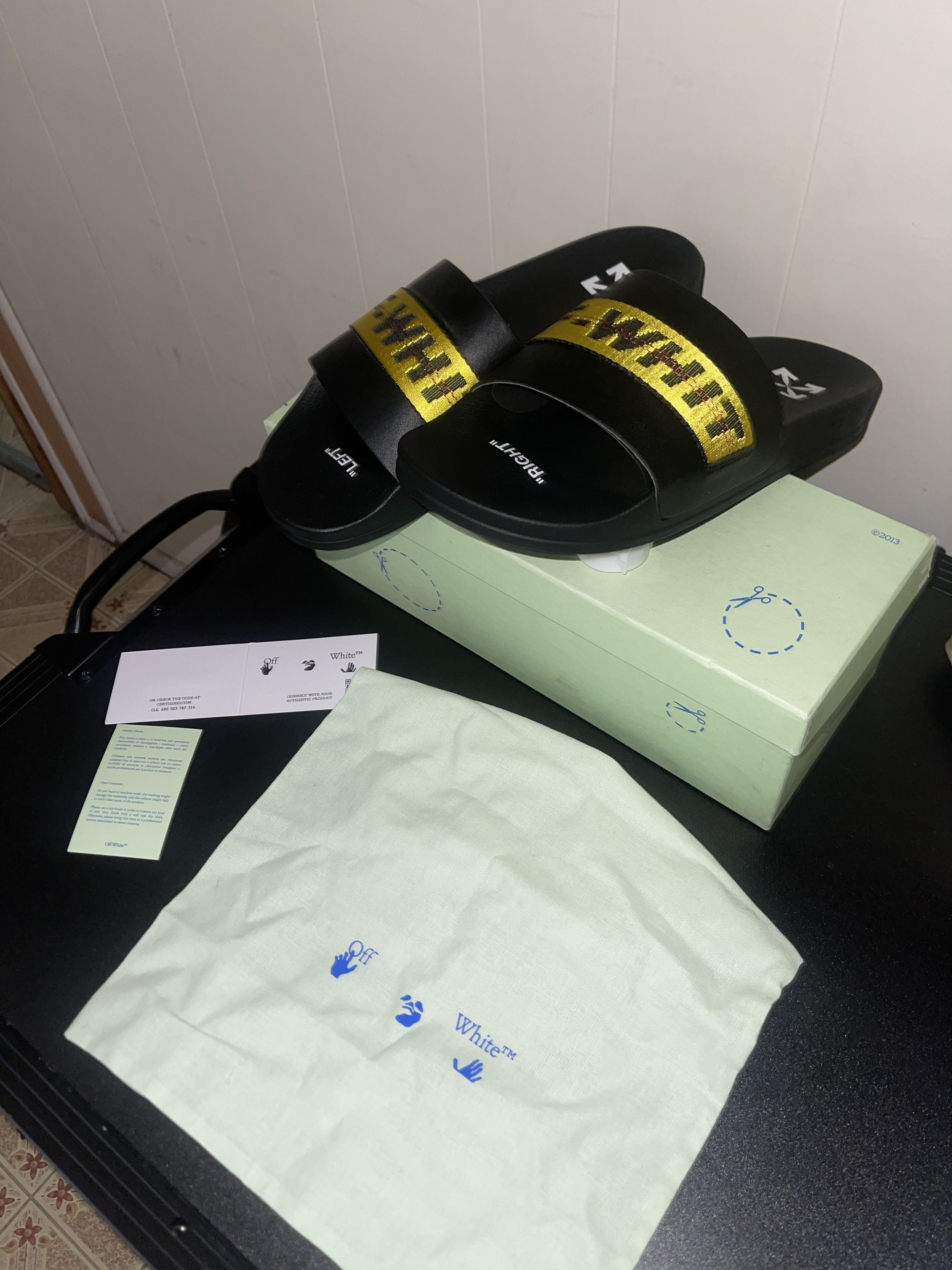 Off-White OFF-WHITE Industrial Belt Slides Black Yellow Men's Size US 12 / EU 45 - 1 Thumbnail