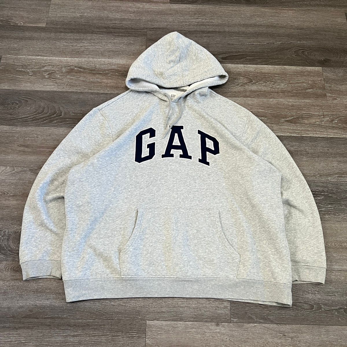 Pre-owned Gap X Vintage Essential Vintage Y2k Gap Arc Logo Spellout Baggy Hoodie In Grey