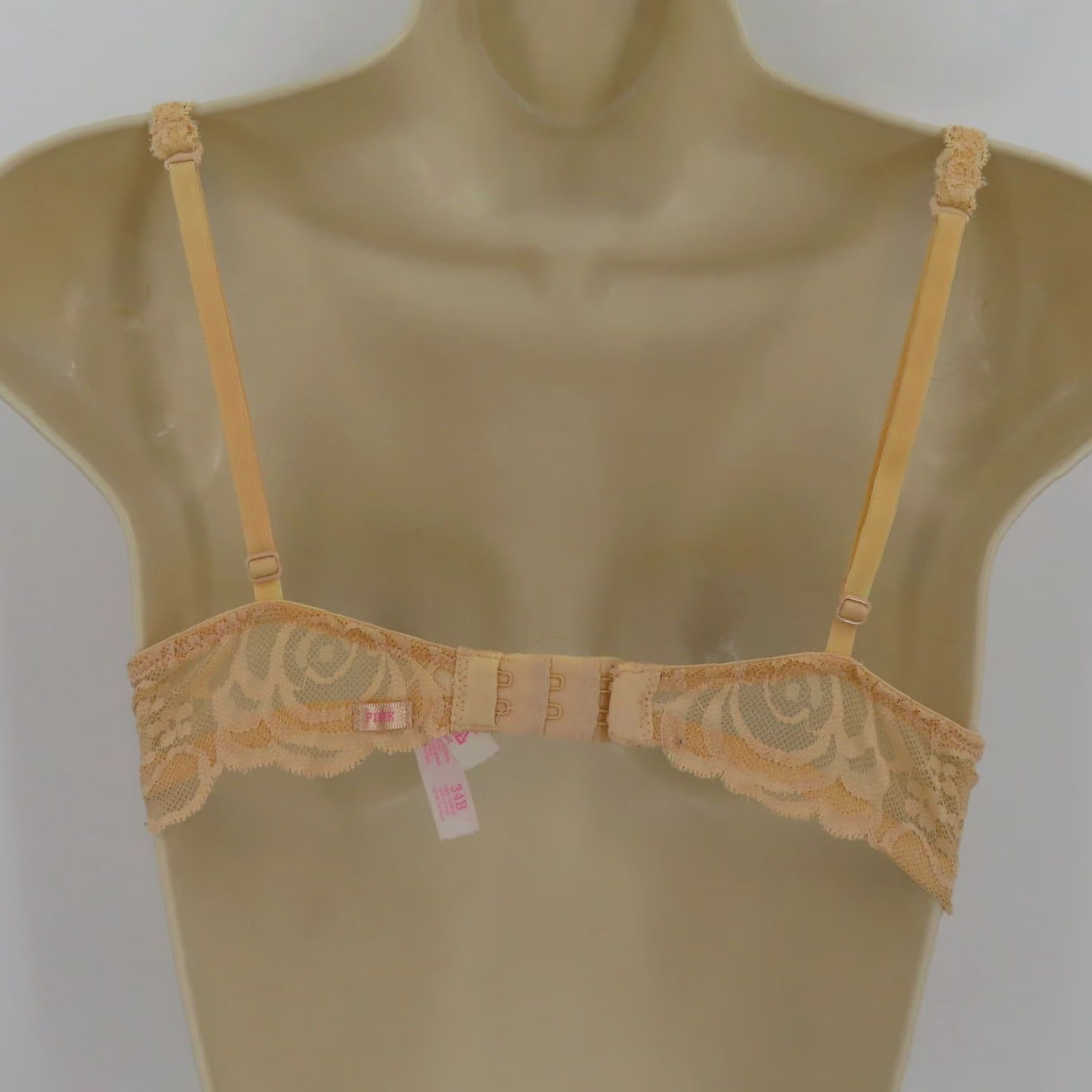 Victoria's Secret PINK Victoria's Secret 34B Push Up Bra Beige Floral Lace Underwire Padded Size ONE SIZE - 6 Thumbnail