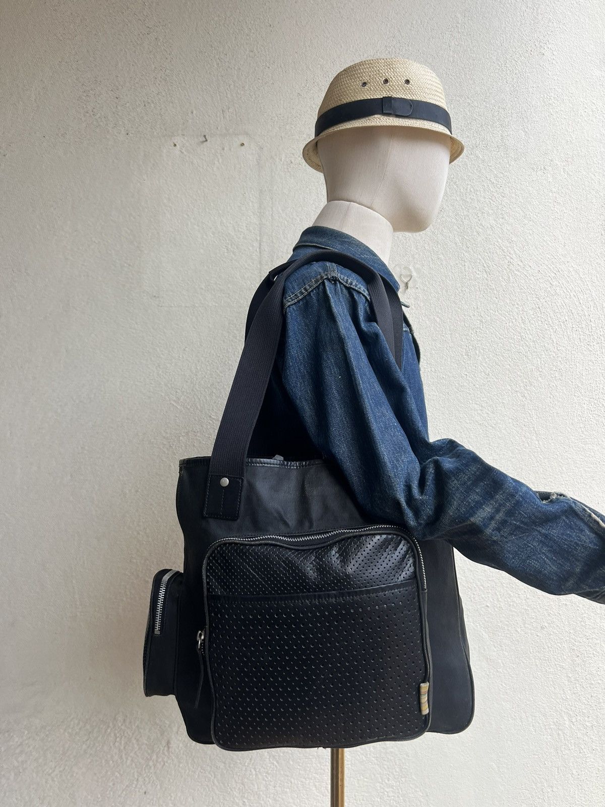 Paul Smith Vintage Paul Smith Waxed Hybrid Leather Cargo Tote Bag Size ONE SIZE - 23 Thumbnail