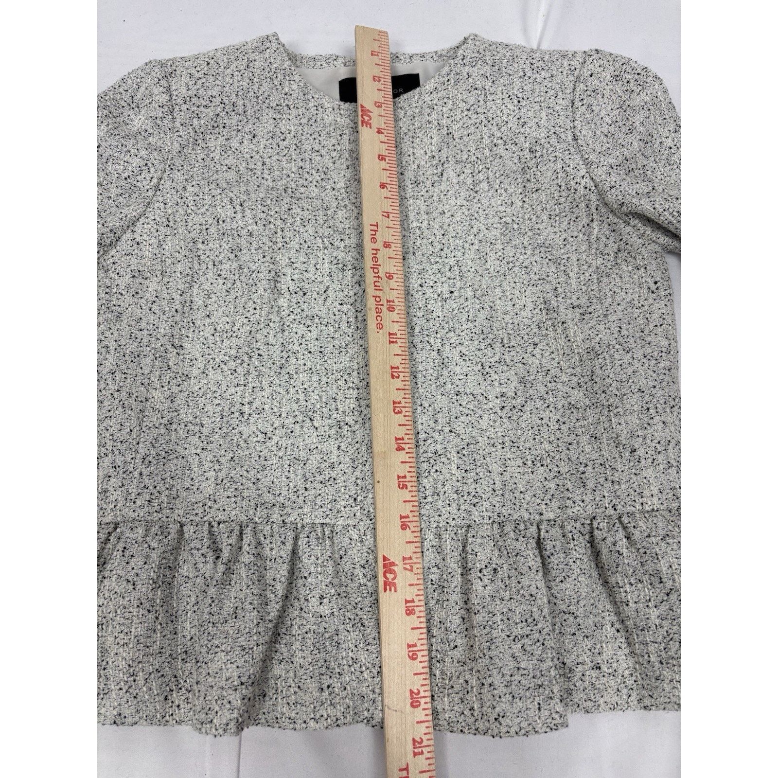 Ann Taylor Ann Taylor Women’s Tweed Jacket Peplum White Black Fleck 0 Size XS / US 0-2 / IT 36-38 - 6 Thumbnail