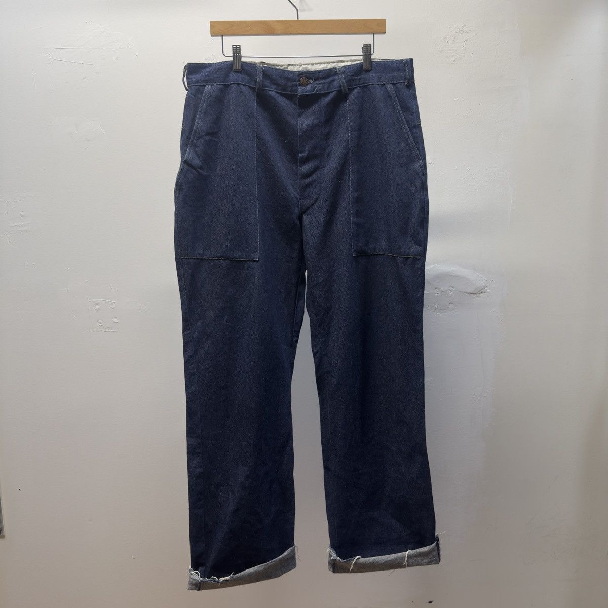 Vintage 80s Dark Wash Baggy Wide Leg Denim Jeans ERD Grunge Chrome Size US 37 - 1 Thumbnail