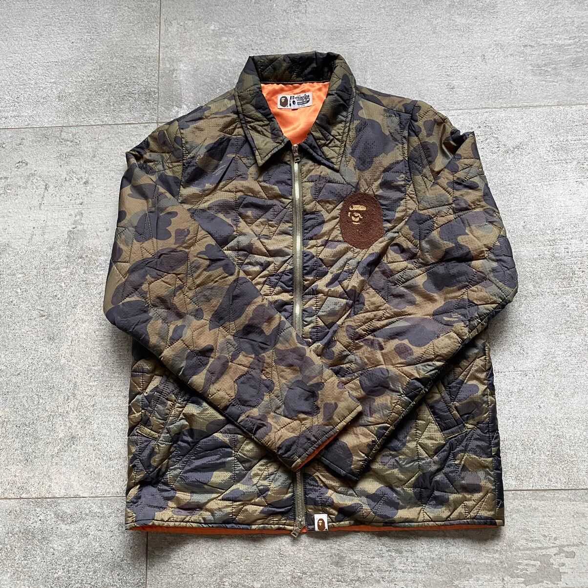Pre-owned Bape A Bathing Ape  Sta First Camo Quilted Jacket In Green