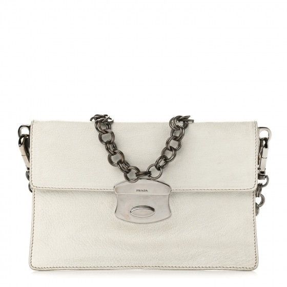 Prada PRADA Buffalo Metal Foldover Pushlock Chain Shoulder Bag Size ONE SIZE - 1 Thumbnail