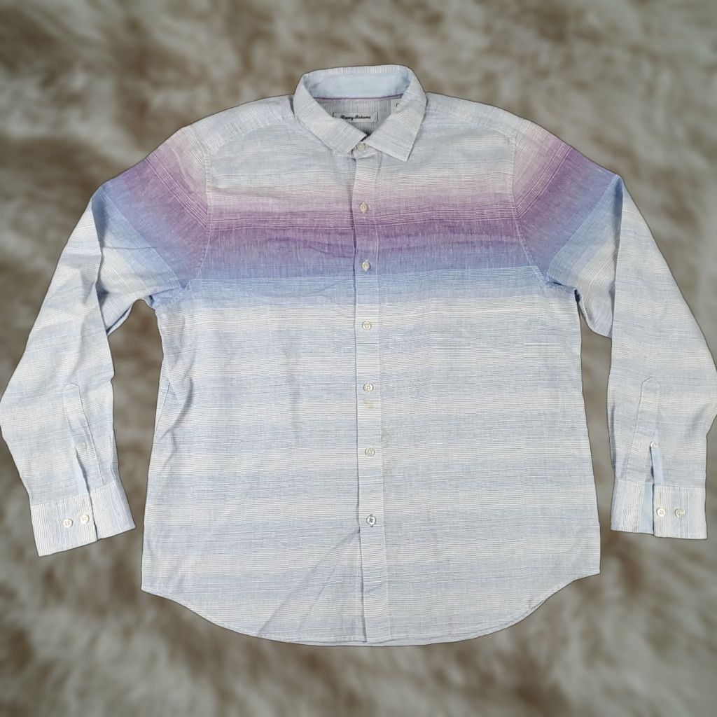 Tommy Bahama Tommy Bahama Blue Striped Linen Button-Up Shirt Mens Large Long Sleeve Casual Size US L / EU 52-54 / 3 - 1 Thumbnail