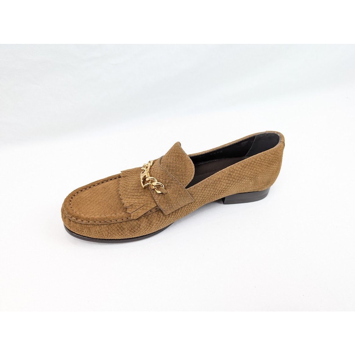 Celine o1rshd1 Lizard Stamped Suede Calfskin Loafers in Tan Size US 7 / EU 40 - 12 Thumbnail