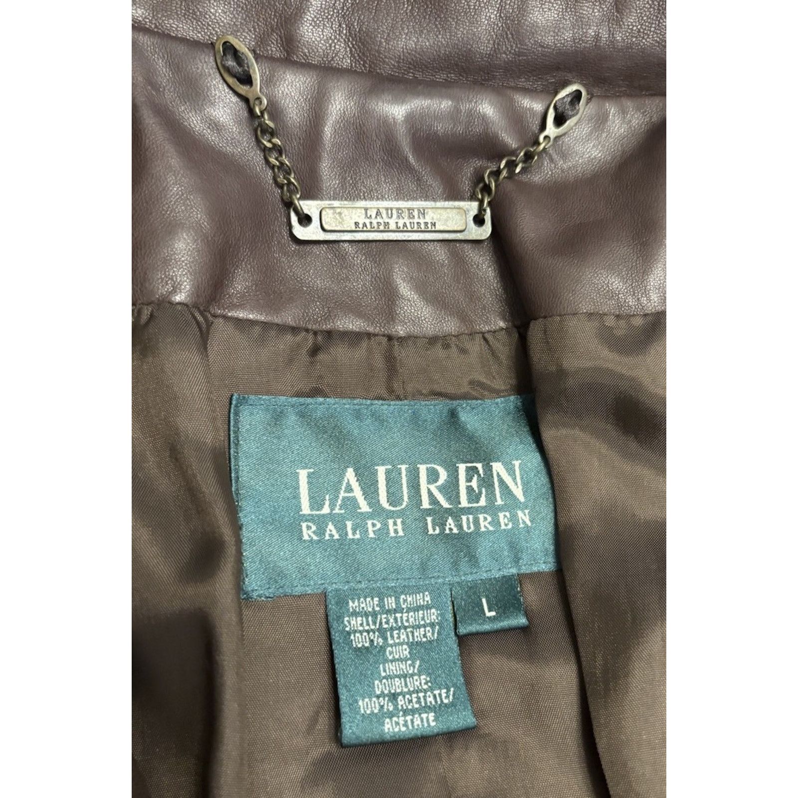 Lauren Ralph Lauren Vintage Polo Ralph Lauren Leather Jacket Brown Leather Sz L Size L / US 10 / IT 46 - 11 Thumbnail