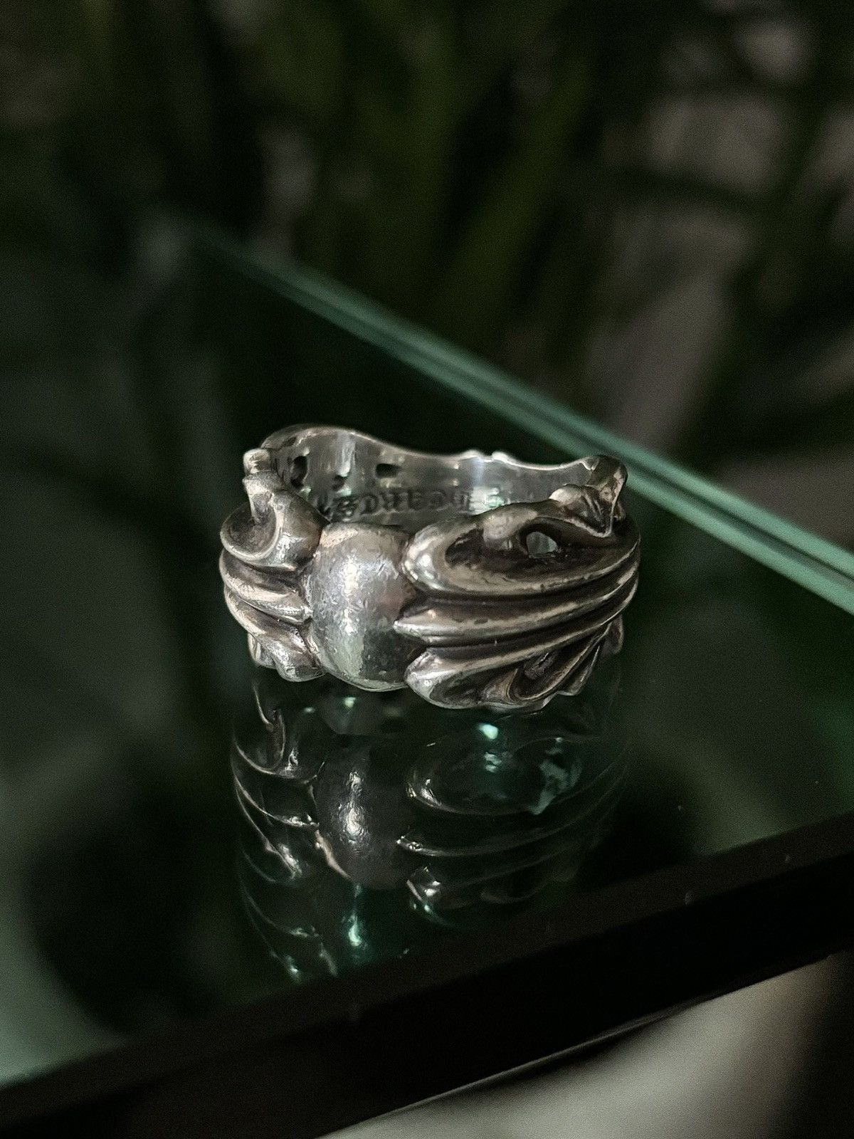 image of Chrome Hearts Heavy Size 12 - Floral Keeper Ring in Silver, Men's