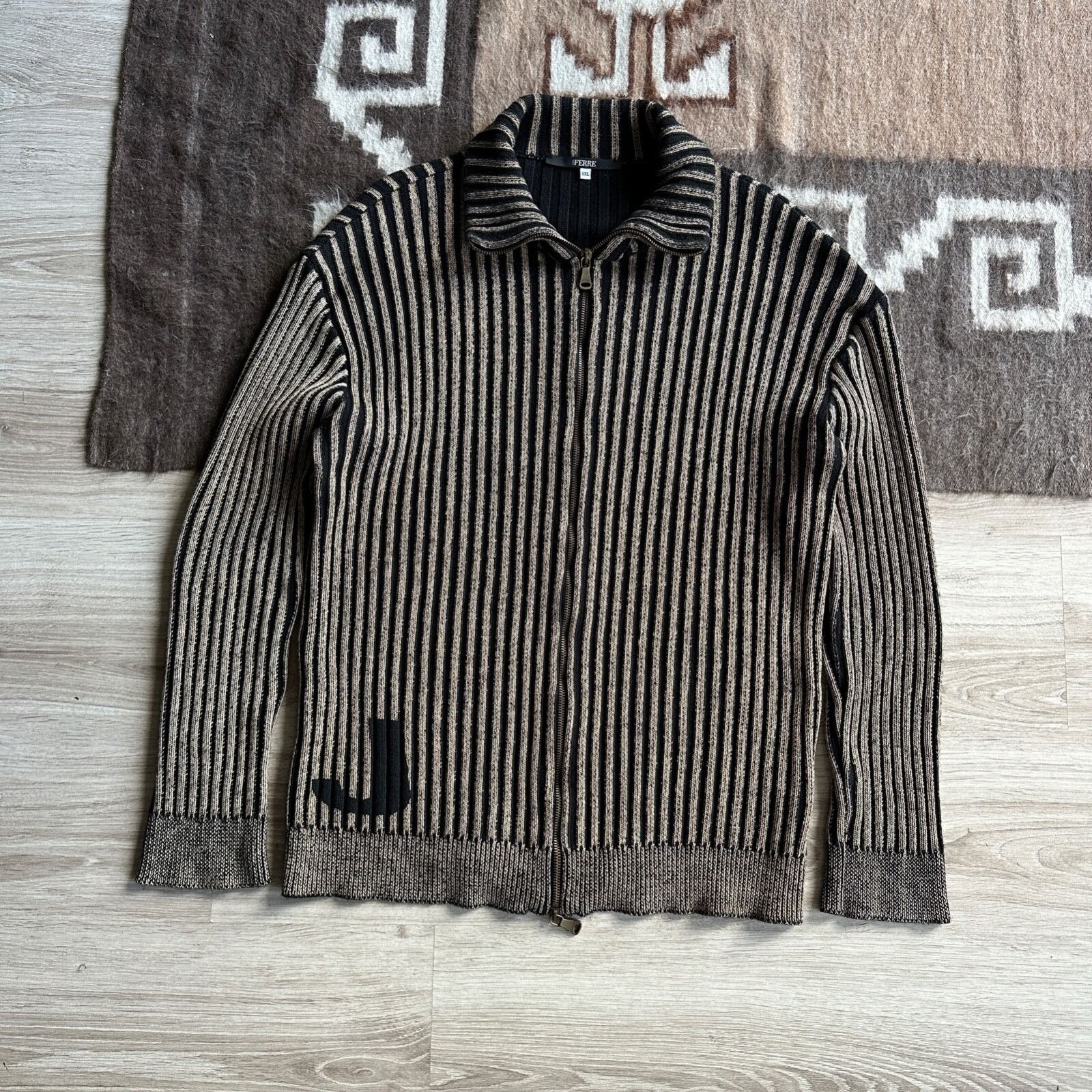 GF Ferre Ferre Jeans Vintage Y2K Ribbed Knitted Sweater 9262AC Size US XL / EU 56 / 4 - 1 Thumbnail