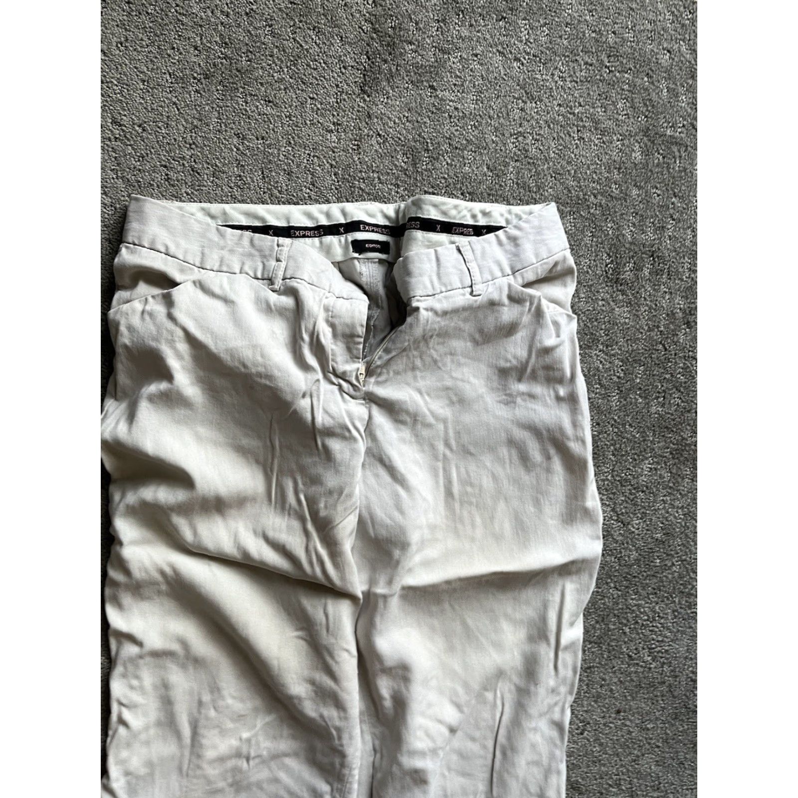 Express VINTAGE Express Womens Pants Cropped Dress Pant Ivory Size 6 Rayon Nylon Spandex Mid Rise Women's Size 28" / US 6 / IT 42 - 2 Thumbnail