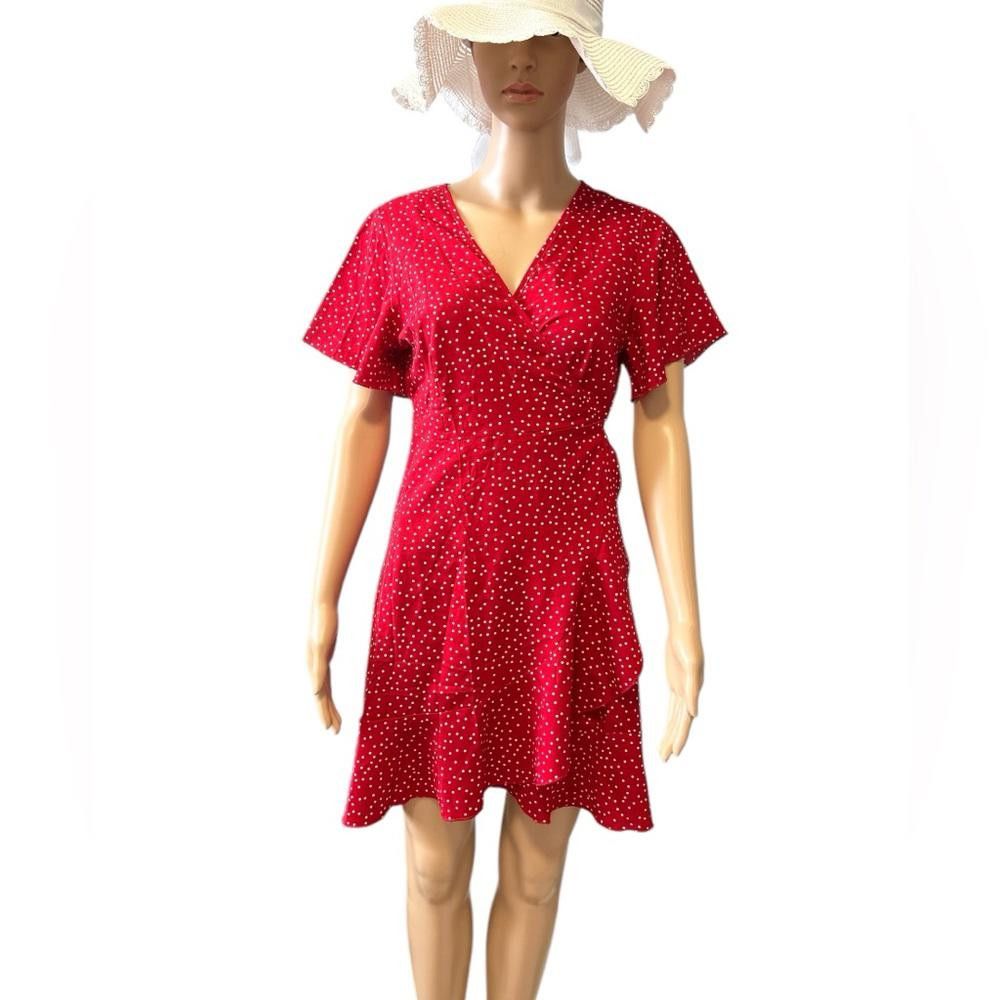 Shein SHEIN Red Polka Dot Mini Wrap Dress Size 6 Size M / US 6-8 / IT 42-44 - 1 Thumbnail