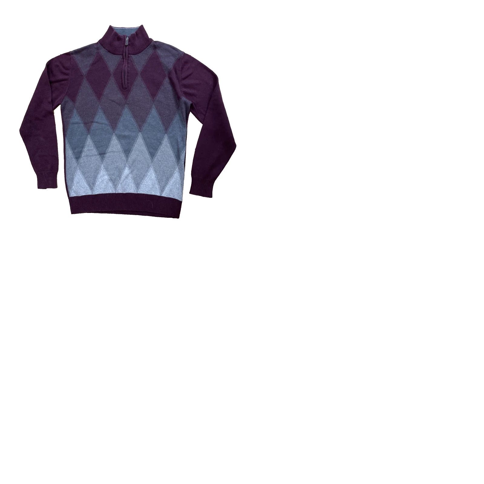 Vintage METHOD Sweater Men S 1/4 Zip Argyle Diamond Preppy Dark Academia Red Maroon Grey Diamond Knit Size US S / EU 44-46 / 1 - 11 Thumbnail