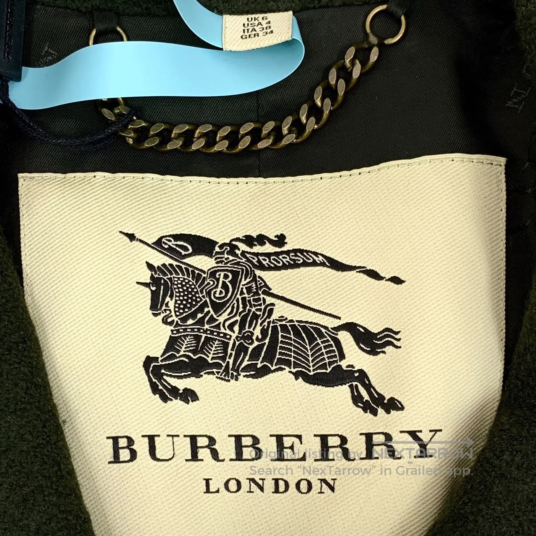 Burberry Burberry Dark green leather patch lapel double-breasted lo Size XS / US 0-2 / IT 36-38 - 7 Thumbnail
