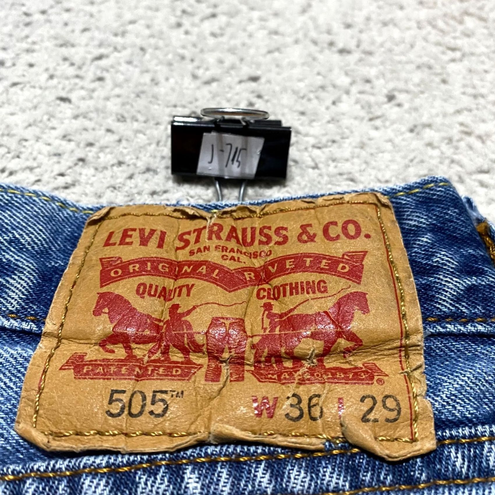 Levi's Levi's 505 Jeans Mens 36x29 Blue Denim Straight Medium Wash Regular Distressed 5-Pocket Design Cotton Denim Size US 36 / EU 52 - 3 Thumbnail