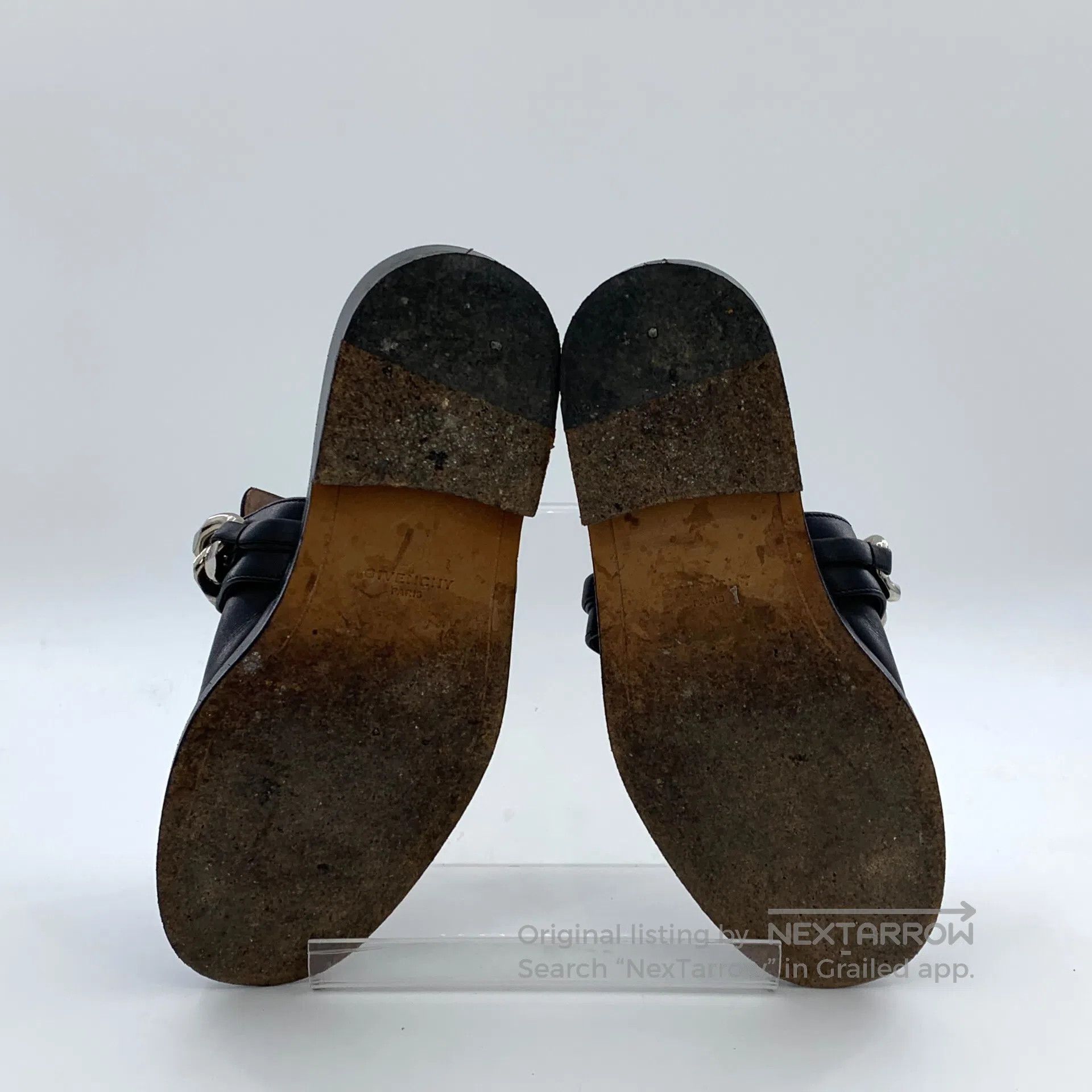 Giorgio Armani Giorgio Armani Black Leather Chain Decor Casual Flat Mule Size US 5.5 / IT 35.5 - 5 Thumbnail
