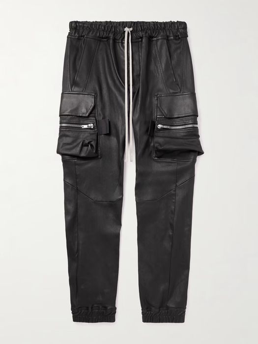 Rick Owens Mastodon Skinny-Fit Leather Drawstring Cargo Trousers