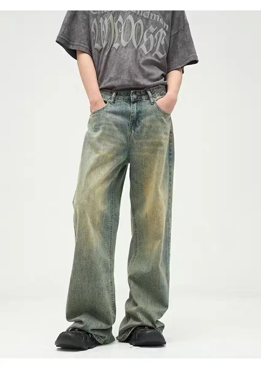 Designer × Japanese Brand Washed blue y2k dirty flared faded baggy jeans Size US 30 / EU 46 - 2 Thumbnail