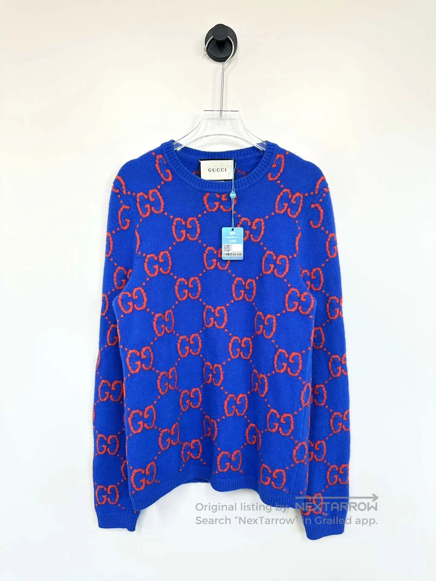 Gucci Guicci Navy Blue Double G Printed Logo Wool Knit Sweater| Size US XS / EU 42 / 0 - 1 Thumbnail