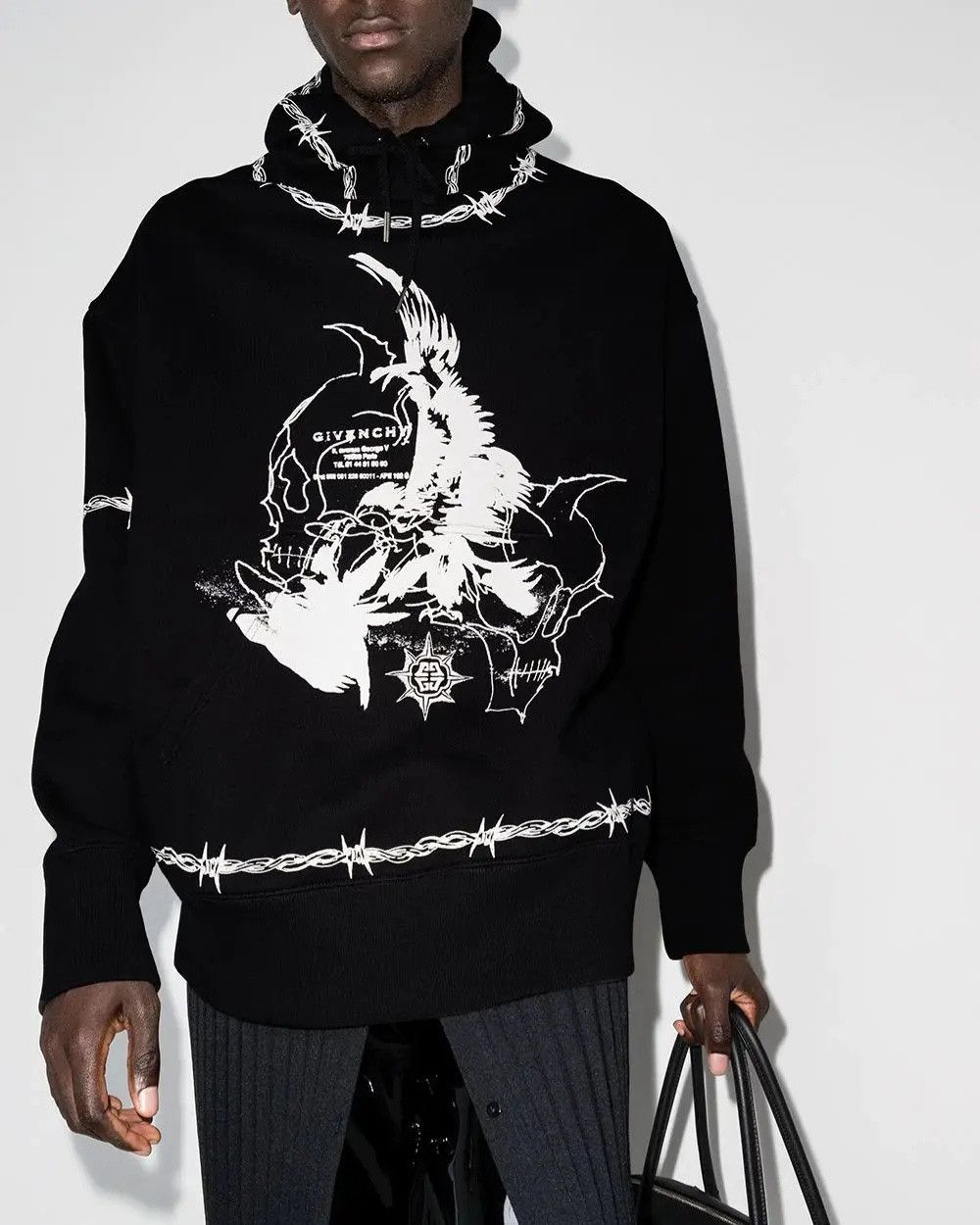 Givenchy Givenchy FW21 Barbed Wire Eagle Gothic Destroy Lonely Hoodie Size US L / EU 52-54 / 3 - 4 Thumbnail