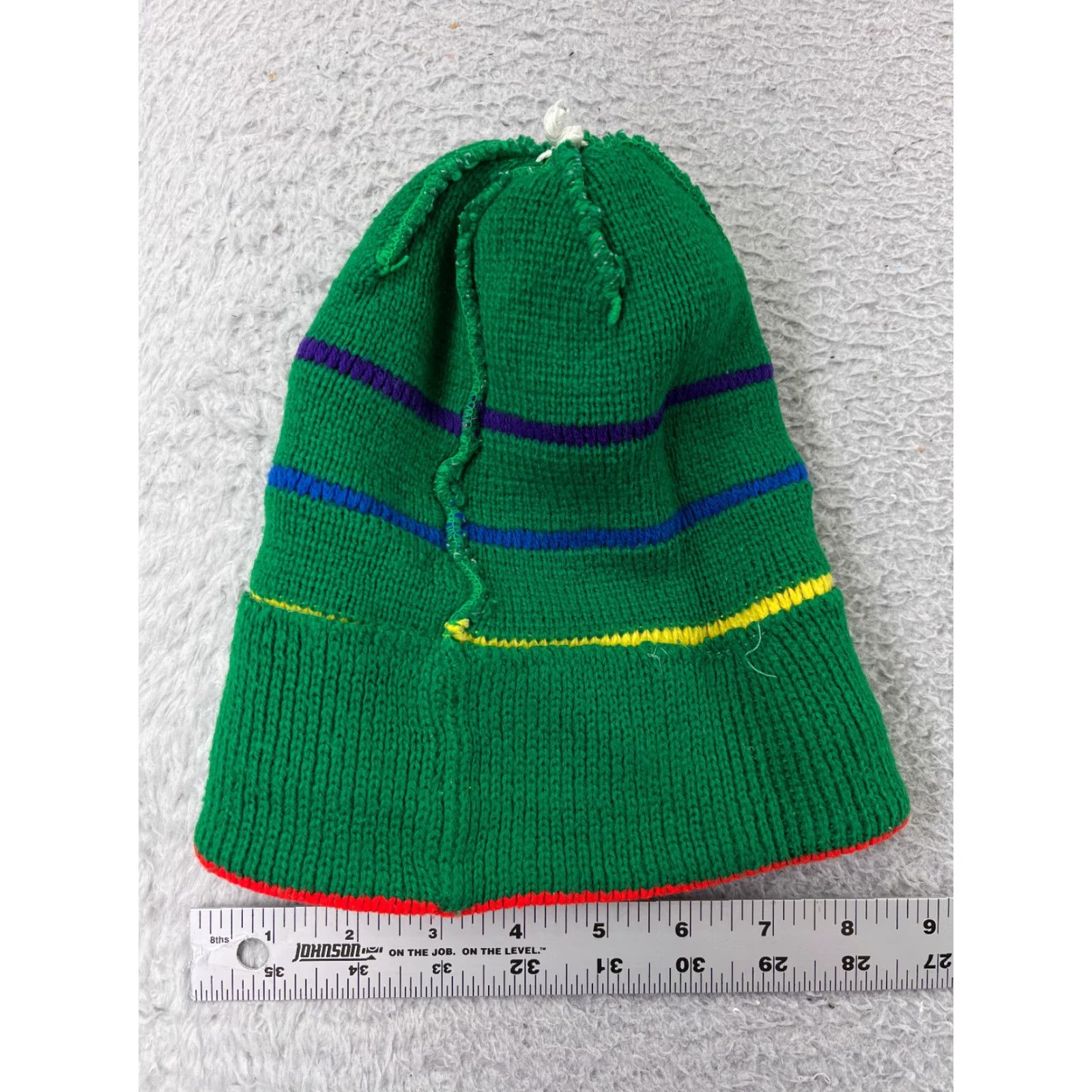 Rainbow Beanie Beanie Adult One Size Green Rainbow Stripe Snowboard Ski Winter Knit Pom Hat/Cap Mens Styled Beanie Size ONE SIZE - 5 Thumbnail