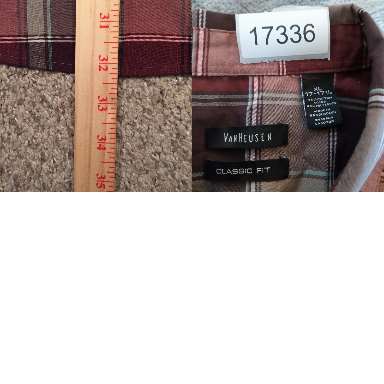 Van Heusen Van Heusen Shirt Mens XL Maroon Red Plaid Short Sleeve Button Up Size US XL / EU 56 / 4 - 8 Thumbnail