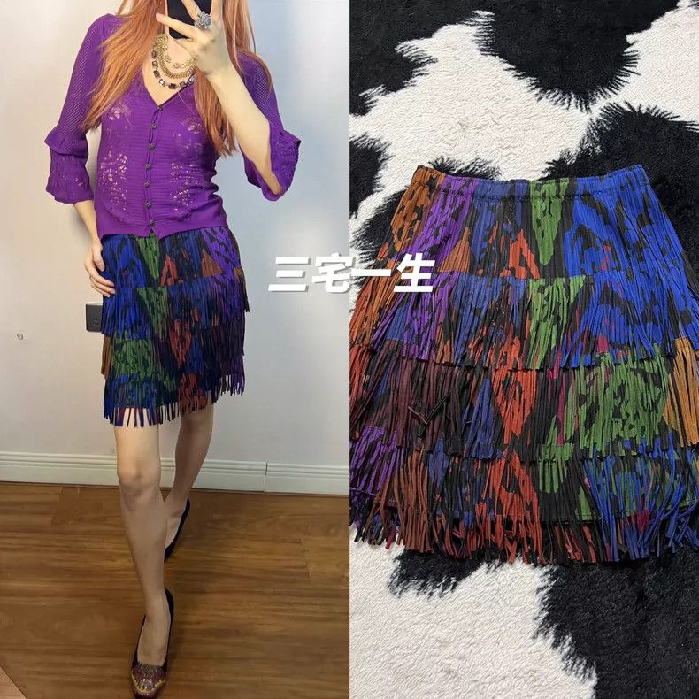 Issey Miyake Issey Miyake size:3 Colorful tassel short skirt Size 42" / US 20 - 1 Thumbnail