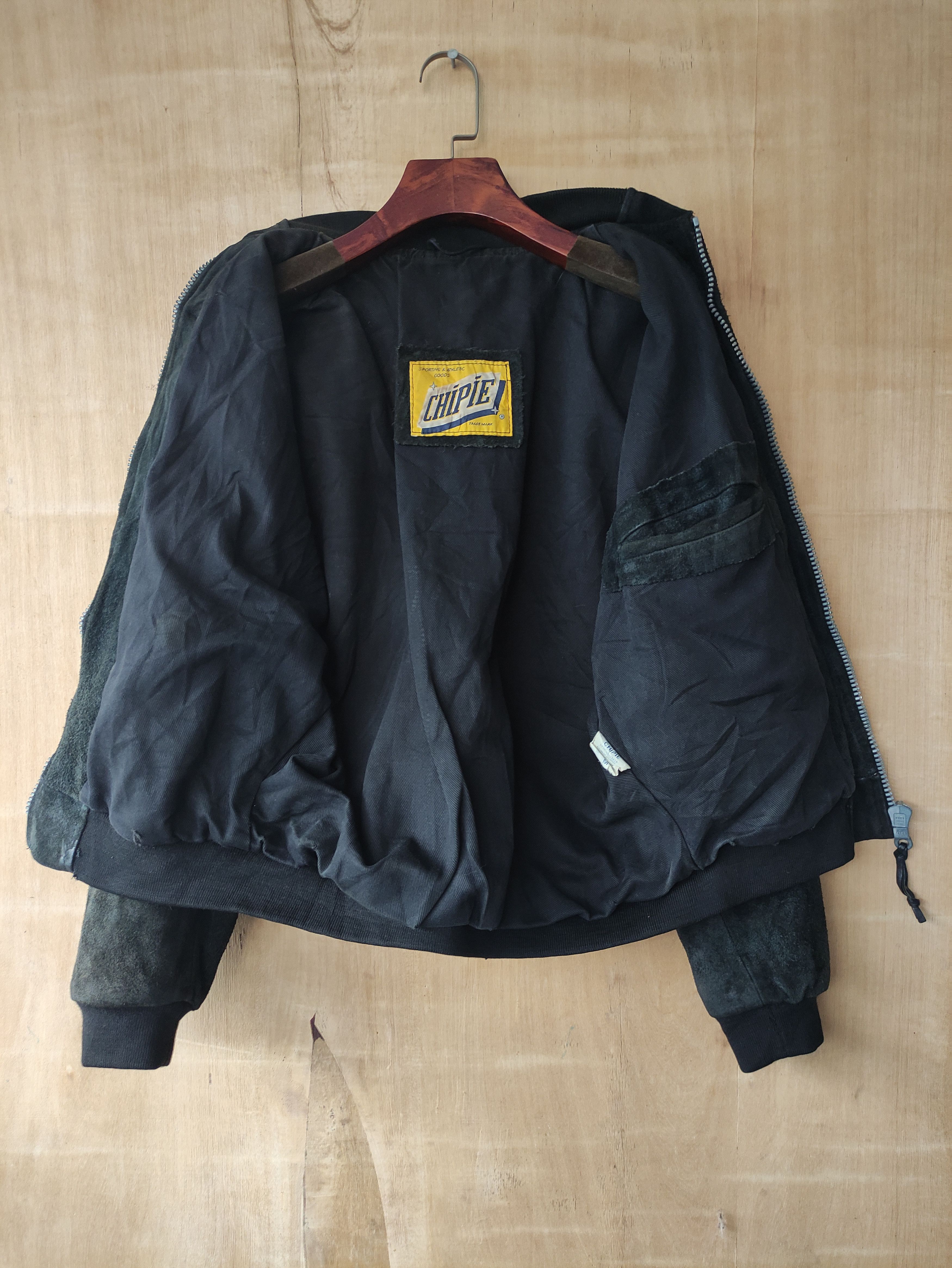 Vintage 80's CHIPIE SUEDE LEATHER BOMBER JACKET RIRI ZIPPER Size US M / EU 48-50 / 2 - 2 Thumbnail